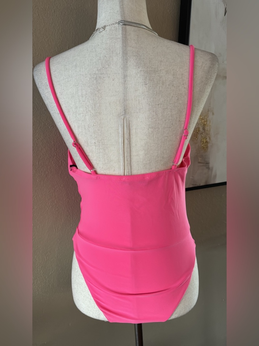 IRIS/HAUTE MONDE Hot Pink Cowl Neck Bodysuit - Picture 4 of 7